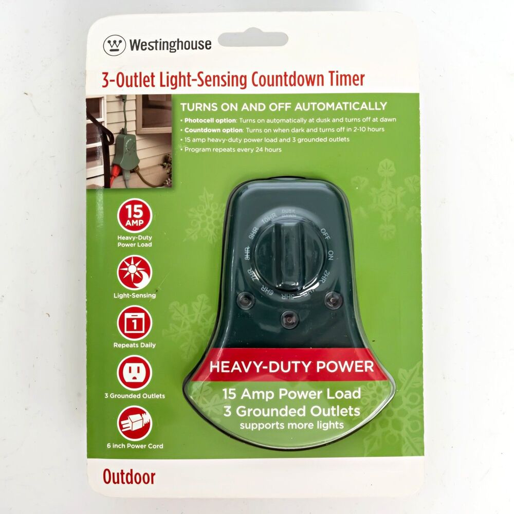 Westinghouse 3-Outlet Photocell Timer - Outdoor All Weather